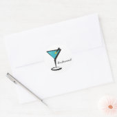 Fun Aqua Martini Classic Round Sticker (Envelope)