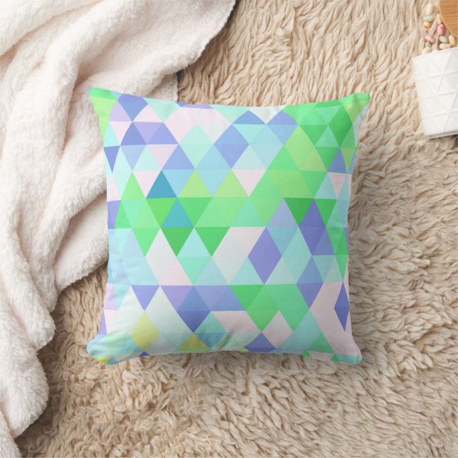 Fun Aqua Turquoise Diamond Squares Pattern Throw Pillow (Blanket)