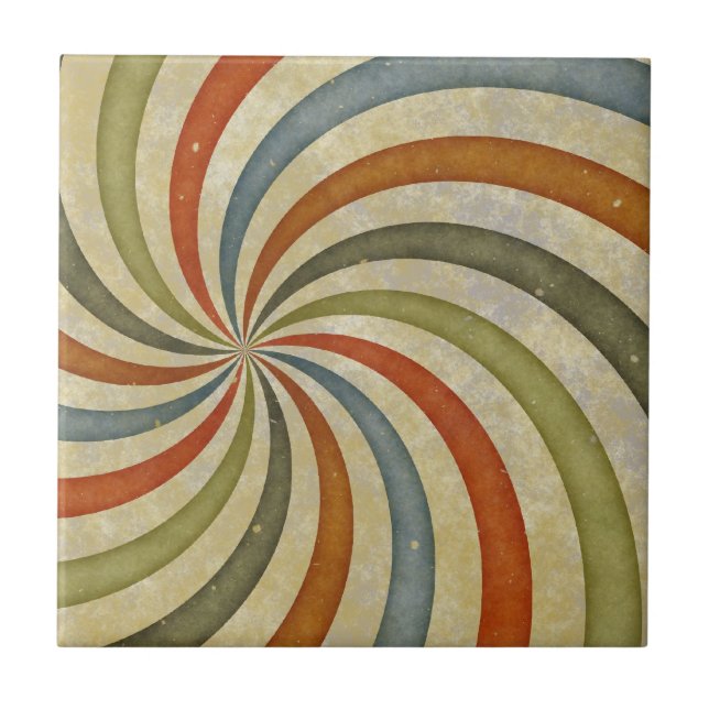 Fun Art Deco Colorful Swirl Tile (Front)