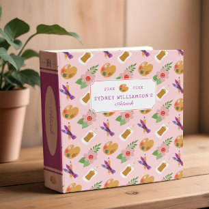 Fun Artist Art Icon Pattern Personalized School 3 Ring Binder