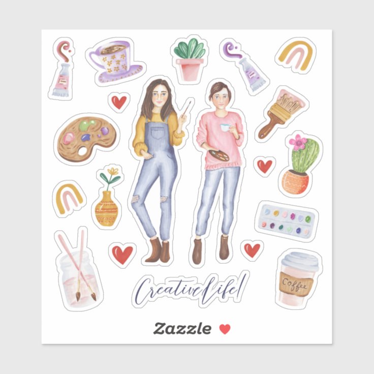 Fun Artist Creative Life Art Supplies Illustration Sticker Zazzle
