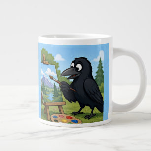 Fun Artist Crow Painting Landscape art Giant Coffee Mug