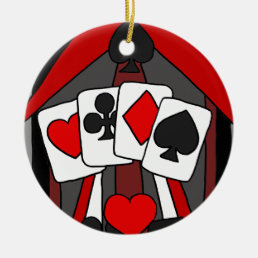 Fun Artistic Playing Cards Abstract Art Ceramic Ornament
