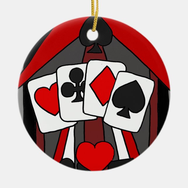 Fun Artistic Playing Cards Abstract Art Ceramic Ornament (Front)