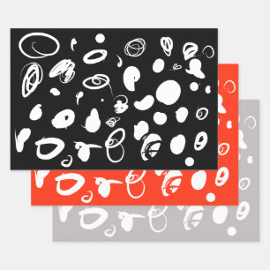 Fun artistic spots design wrapping paper sheets