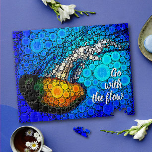 Fun Arty Orange Ocean Jellyfish Go with the Flow Jigsaw Puzzle