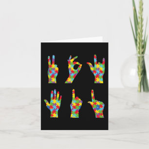 Fun ASL Love Sign Language Autism Awareness Card