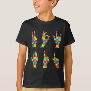 Fun ASL Love Sign Language Autism Awareness T-Shirt