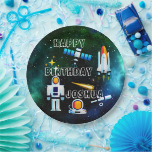 Fun Astronaut Collage Birthday Personalized Paper Plates