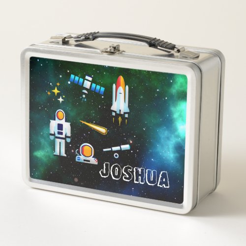 Fun Astronaut Collage     Metal Lunch Box