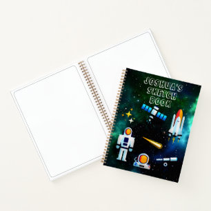 Fun Astronaut Collage Sketch Personalized Notebook