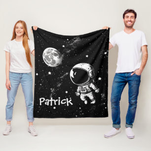 Fun Astronaut In Space Fleece Blanket