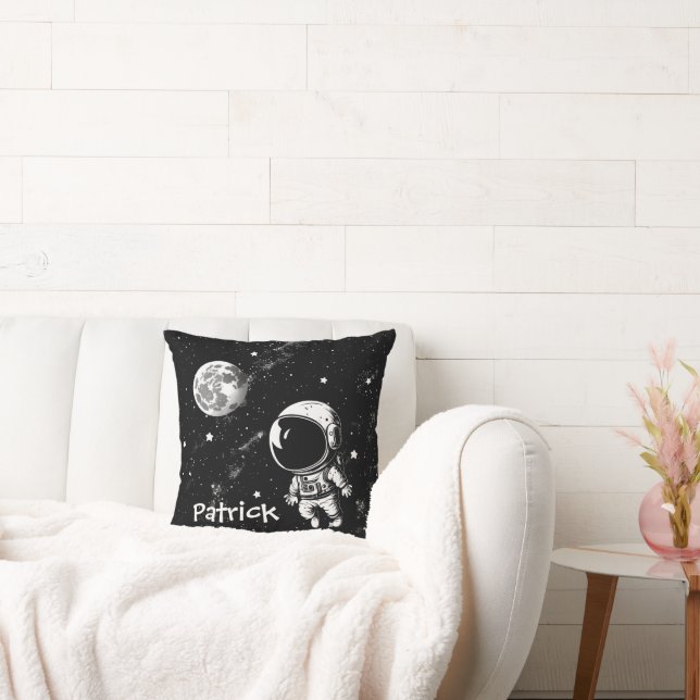 Fun Astronaut In Space Throw Pillow (Couch)