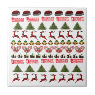 Fun At Christmas Time Pattern, Ceramic Tile