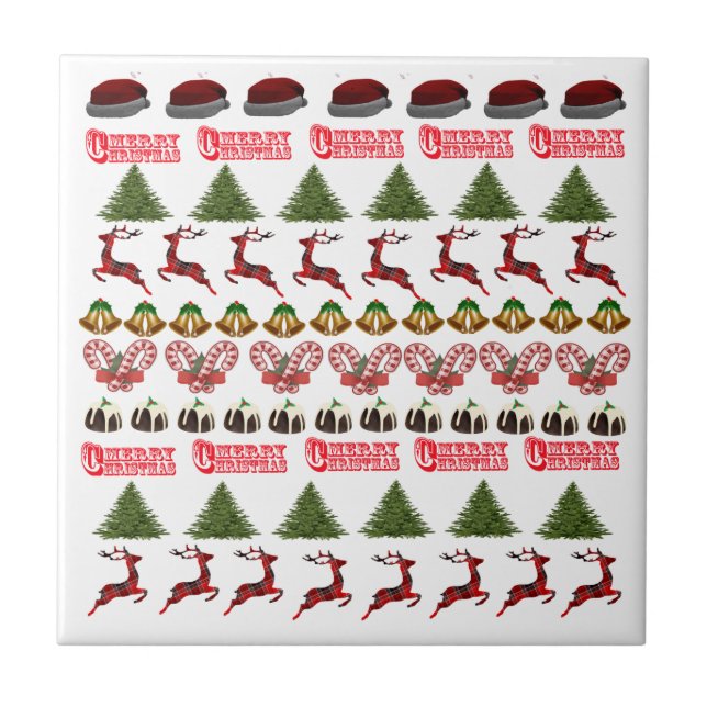 Fun At Christmas Time Pattern, Ceramic Tile (Front)