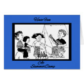 Fun At Summer Camp B&W Drawing (Front Horizontal)