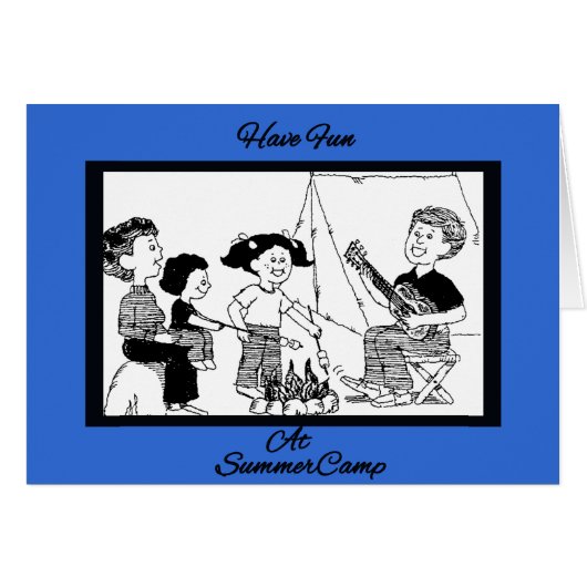 Fun At Summer Camp B&W Drawing Cards (Front Horizontal)