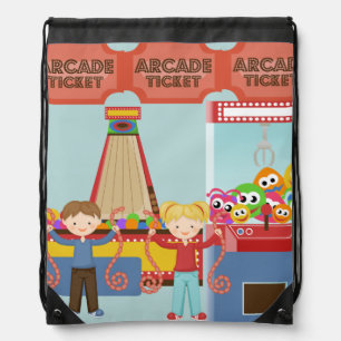 Fun at the Arcade Drawstring Backpack Bag