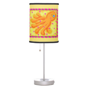 Fun at the Beach Whimsy Octopus Yellow Orange Table Lamp