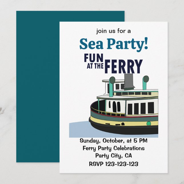 Fun At The Ferry Sea Party Invitation (Front/Back)