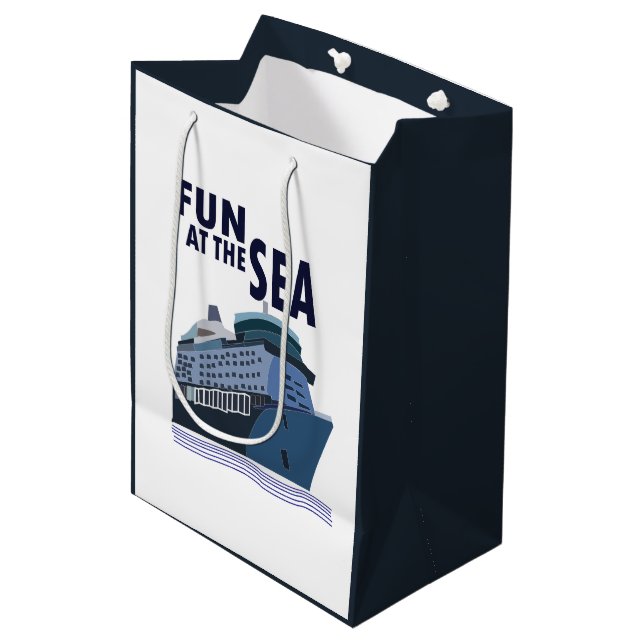Fun At The Sea Cruise Ship Medium Gift Bag (Front Angled)