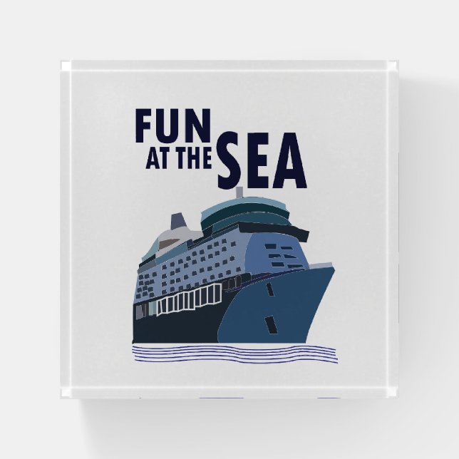 Fun At The Sea Cruise Ship  Paperweight (Front)