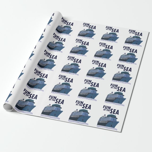 Fun At The Sea Cruise Ship Wrapping Paper (Unrolled)