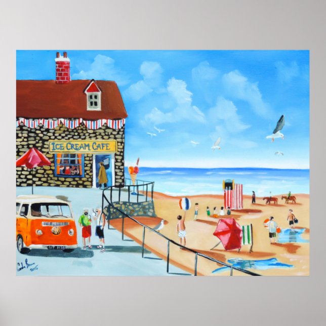 Fun at the seaside British seaside panting Poster (Front)