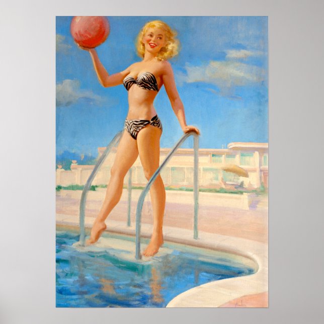 Fun at the Swimming Pool Pin Up Poster (Front)