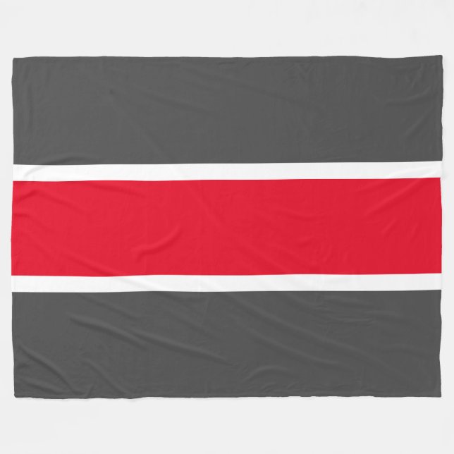 Fun Athletic Bright Red Deep Gray White Stripes Fleece Blanket (Front (Horizontal))