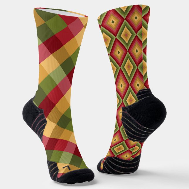Fun Athletic Socks, Funky Colorful Mismatched Odd Socks (Angled)