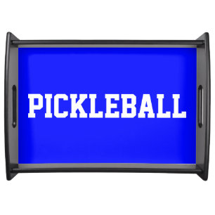 Fun Athletic White PICKLEBALL Text On Royal Blue Serving Tray