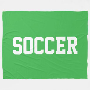 Fun Athletic White SOCCER Text On Bright Green Fleece Blanket