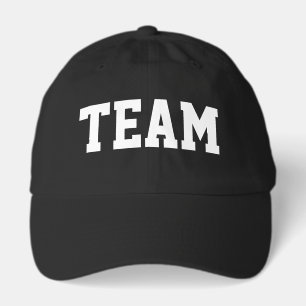 Fun Athletic White TEAM Text Bold Black Background Hat