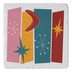 Fun Atomic Age Boomerang Starburst Midcentury Trivet