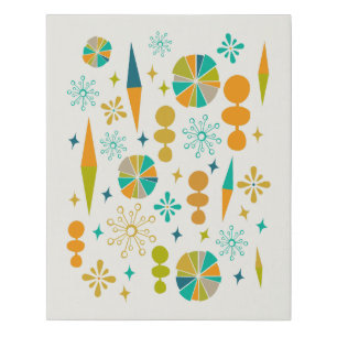 Fun Atomic Age Shapes Starburst Mid-century Faux Canvas Print