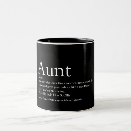 Fun Aunt Definition Saying Black and White Two_Tone Coffee Mug