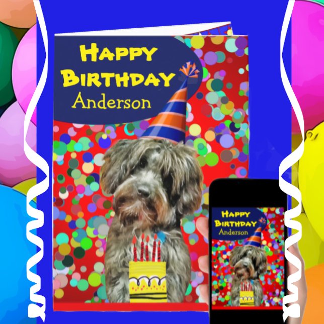 Fun Aussie Poodle Dog Happy Birthday Age Specific  Card (Creator Uploaded)