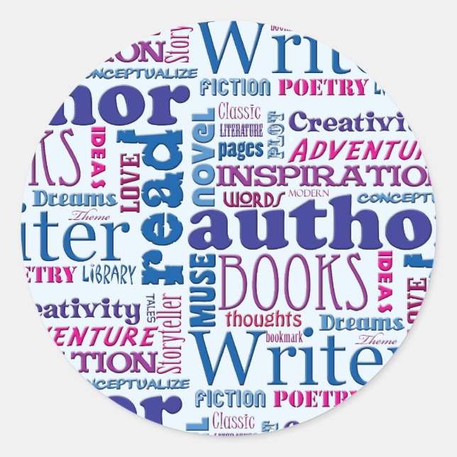 Fun Authors Pattern Classic Round Sticker (Front)