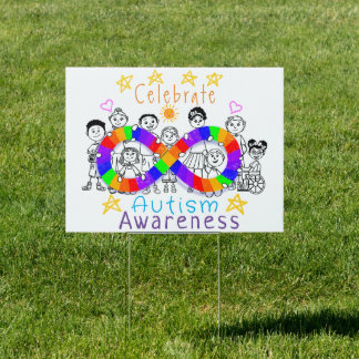 Fun Autism Awareness Month - 2 Message Yard Sign