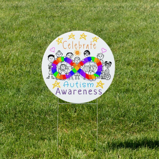 Fun Autism Awareness Month - 2 Message Yard Sign (Insitu)