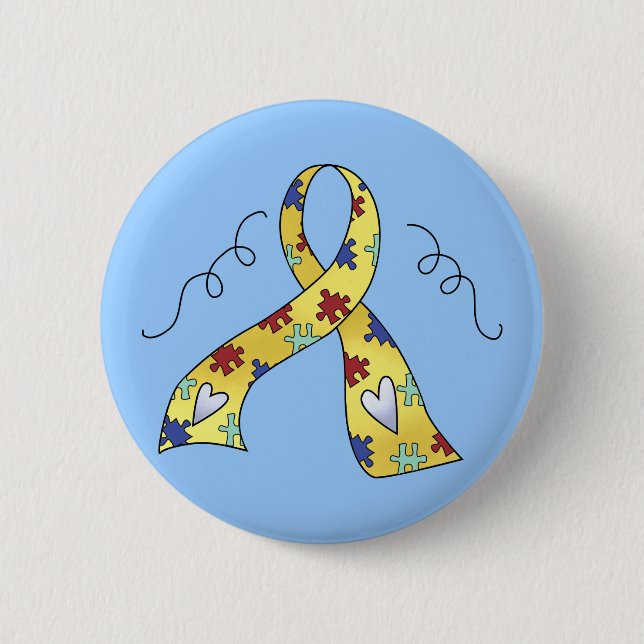 Fun Autism Ribbon Of Awareness Gift Pinback Button (Front)