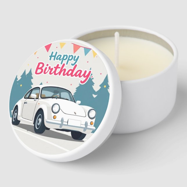 Fun Auto-Themed Happy Birthday Mini Candle Favors (Corner)