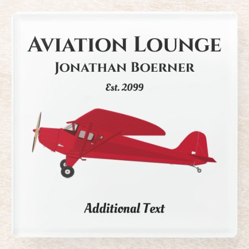 Fun Aviation Lounge Vintage Airplane Glass Coaster