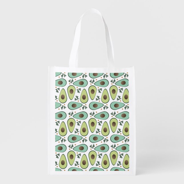 Fun Avocado Cilantro Salad Pattern Grocery Bag (Front)