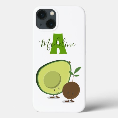 Fun Avocado Food Monogram iPhone 13 Case