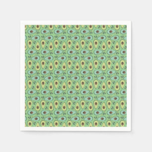 Fun Avocado Half Greenery Pattern Napkins
