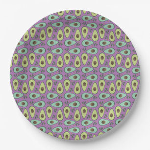 Fun Avocado Half Greenery Pattern Paper Plates