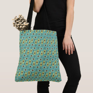 Fun Avocado Half Greenery Pattern Tote Bag