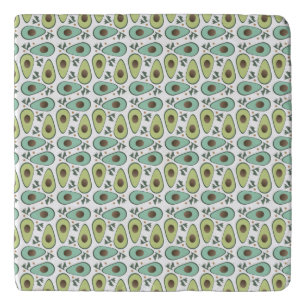 Fun Avocado Half Greenery Pattern Trivet
